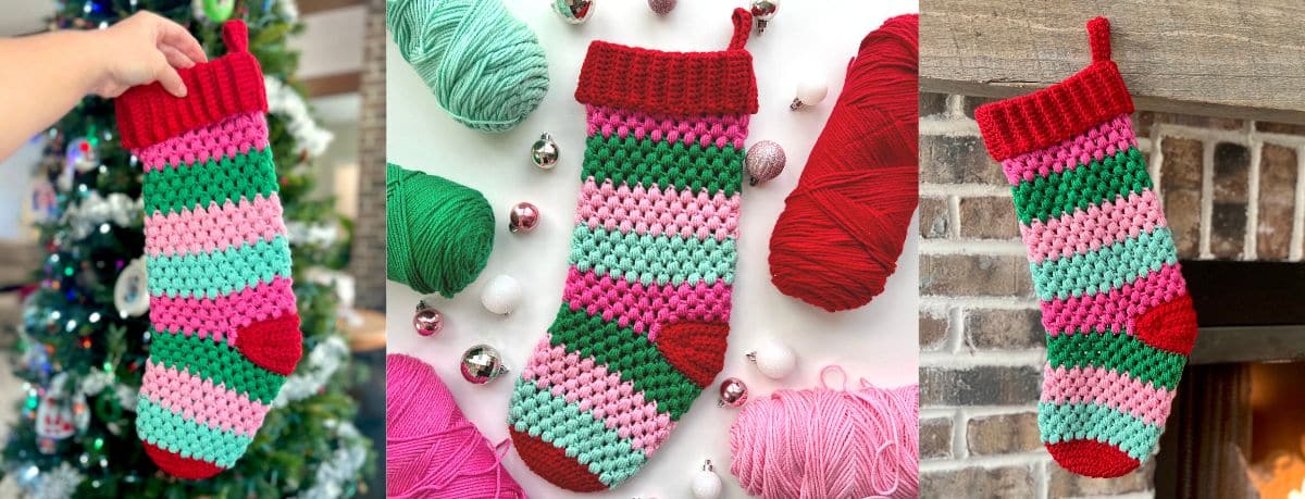 Easy Crochet Puff Stitch Stocking - Free Christmas Stocking Pattern - A ...